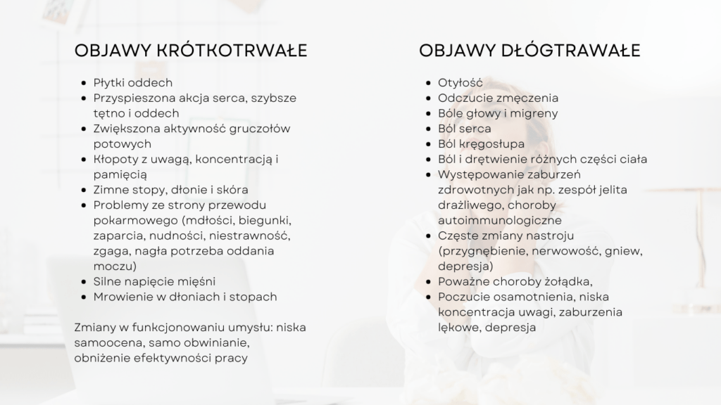 Krótkotrwałe i długotrwałe objawy stresu