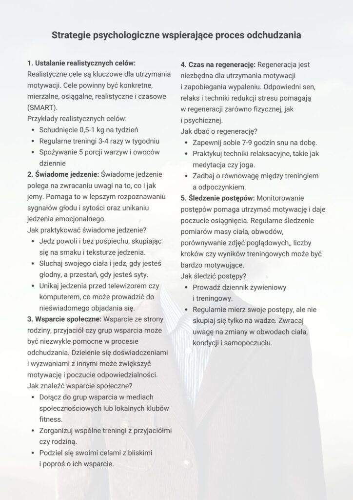 strategie psychologiczne wspierające proces odchudzania